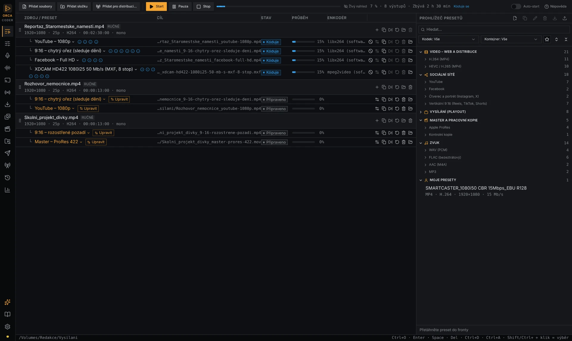 Transcode queue in ORCA Coder